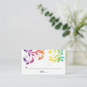 Rainbow-kleuren scroll leaf LGBT bruiloft Plaatskaartje (Staand voorkant)