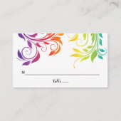 Rainbow-kleuren scroll leaf LGBT bruiloft Plaatskaartje (Voorkant)
