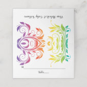 Rainbow-kleuren scroll leaf LGBT bruiloft Plaatskaartje (Buitenkant ongevouwen)