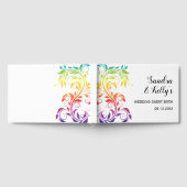 Rainbow-kleuren scrolleaf homo lesbian bruiloft gastenboek (Volledig)