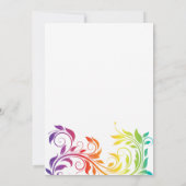 Rainbow-kleuren scrolleaf homo lesbian bruiloft kaart (Achterkant)