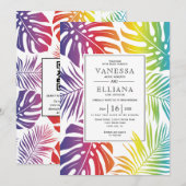 Rainbow-kleuren tropisch verlaat homoseksuele brui kaart (Voorkant / Achterkant)