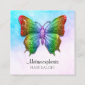 Rainbow-kleuren voor sociale media-vlinder vierkante visitekaartje (Voorkant)