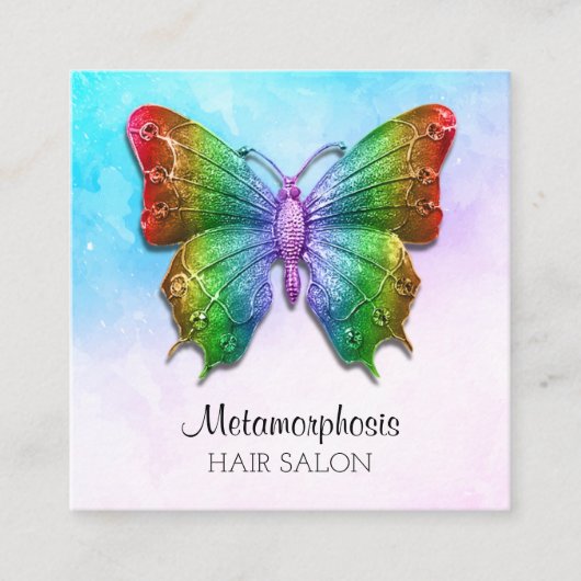 Rainbow-kleuren voor sociale media-vlinder vierkante visitekaartje (Voorkant)