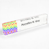 Rainbow-kleuren, White Large Chevron ZigZag Patter Naambordje