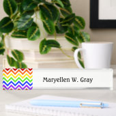 Rainbow-kleuren, White Large Chevron ZigZag Patter Naambordje