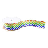 Rainbow-kleuren, White Large Chevron ZigZag Patter Satijnen Lint (Spoel)
