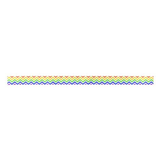Rainbow-kleuren, White Large Chevron ZigZag Patter Satijnen Lint (Voorkant)