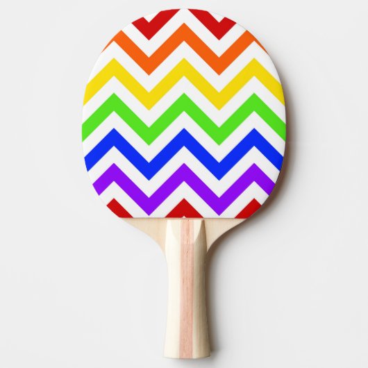 Rainbow-kleuren, White Large Chevron ZigZag Patter Tafeltennisbatje (Voorkant)