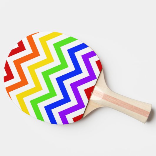 Rainbow-kleuren, White Large Chevron ZigZag Patter Tafeltennisbatje (Zijkant)