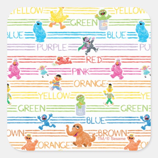 Rainbow-kleurenscherm Sesame-lettertypen Vierkante Sticker (Voorkant)