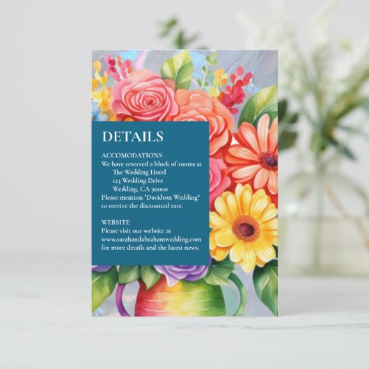 Rainbow Kleurrijke Bloemen Details Behuizing Kaart (Staand voorkant)