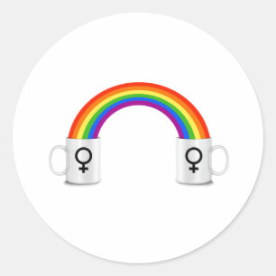 Rainbow-koffiedatum van Lesbian Ronde Sticker