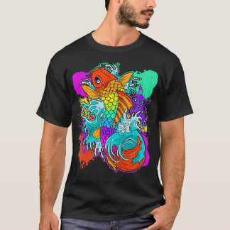 Rainbow Koi Fish Cool Japan Tattoo T-shirt