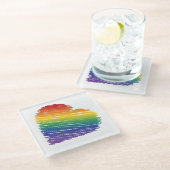 Rainbow krabble hart vierkant glas onderzetter glazen onderzetter (Schuin)