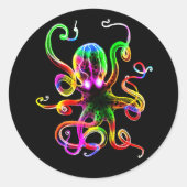 Rainbow Kraken Glow Ronde Sticker (Voorkant)
