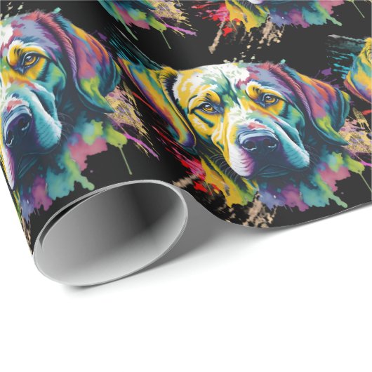 Rainbow Labrador Retriever Waterverf Cadeaupapier (Rol Hoek)