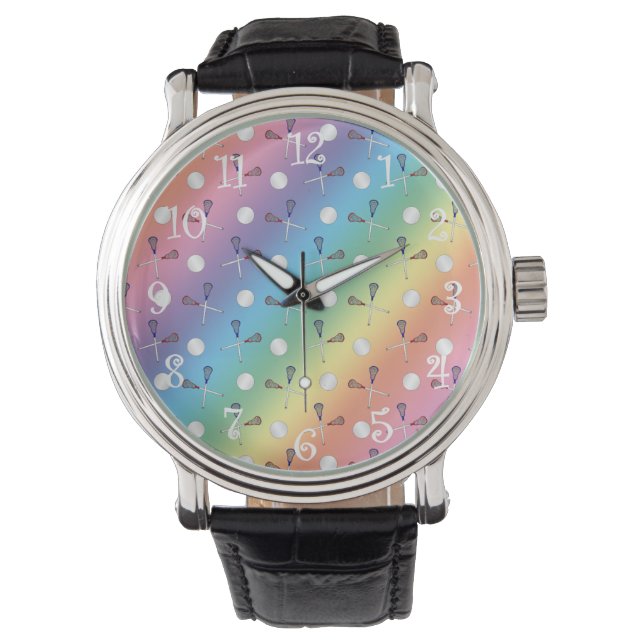 Rainbow lacrosse patroon horloge (Voorkant)