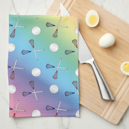 Rainbow lacrosse patroon theedoek (Quarter Fold)