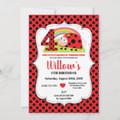 Rainbow Ladybug 4e verjaardag uitnodigingen meisje (Voorkant)