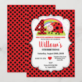 Rainbow Ladybug 4e verjaardag uitnodigingen meisje (Voorkant / Achterkant)