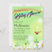 Rainbow Ladybug Daisies Floral Baby shower Kaart (Voorkant)