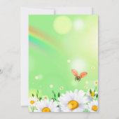 Rainbow Ladybug Daisies Floral Baby shower Kaart (Achterkant)