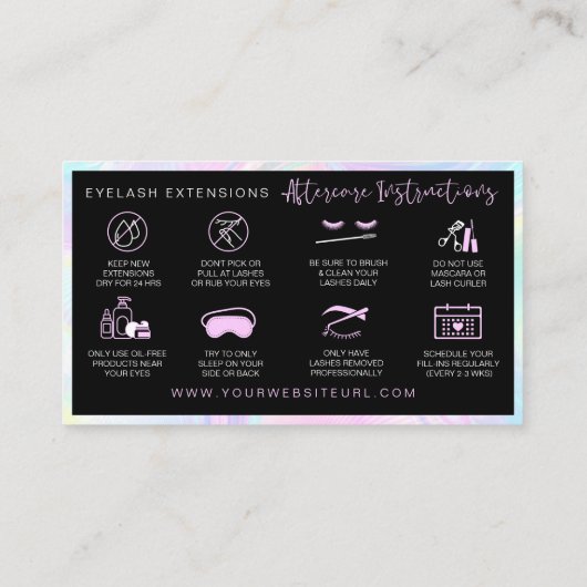 Rainbow Lash Extension Aftercare Visitekaartje (Achterkant)