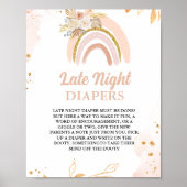 Rainbow Late Night Luier Baby shower Game Poster (Voorkant)