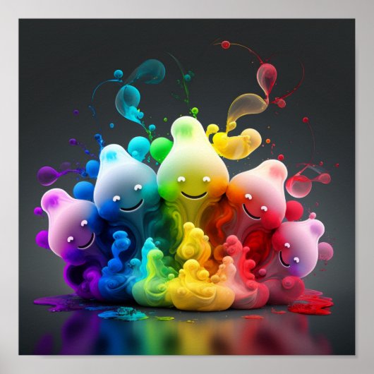 Rainbow Lava Lamp Creatures Poster (Voorkant)