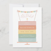 Rainbow Layer Cake Birthday Party Kaart (Voorkant)