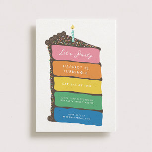 Rainbow Layer Cake Birthday Party Kaart