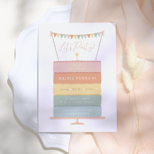 Rainbow Layer Cake Birthday Party Kaart