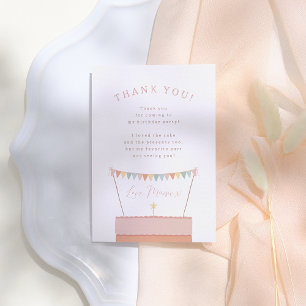 Rainbow Layer Cake Girl Foto Verjaardagsfeest Bedankkaart