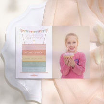 Rainbow Layer Cake Girl Foto Verjaardagsfeest