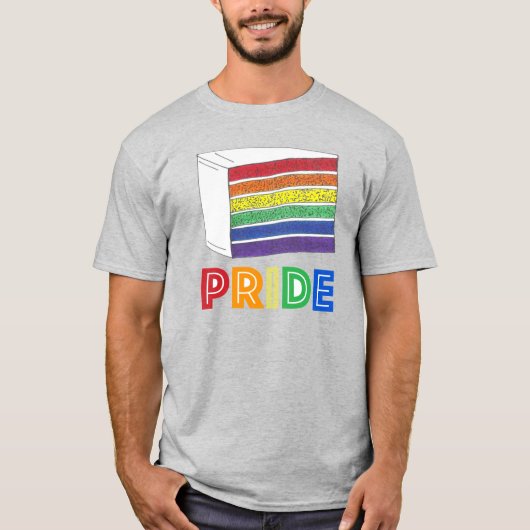 Rainbow Layer Cake Slice Heart LGBT Gay Pride Love T-shirt (Voorkant)