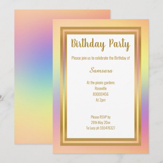 RAINBOW LAYER GOUD ALLE OCCASION BIRTHDAY KAART (Voorkant / Achterkant)