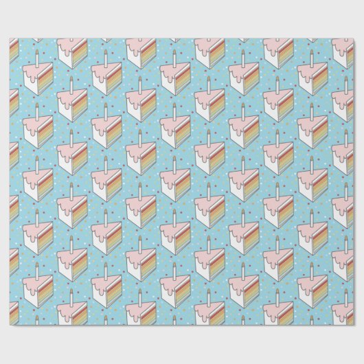 Rainbow Layered Cake Slicks Dotty Cute Cadeaupapier (Vlak)