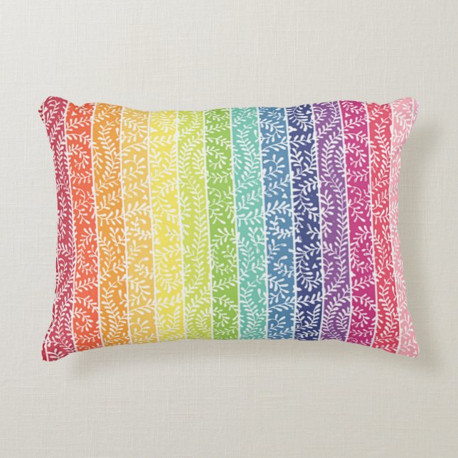 Rainbow Leaf Pattern Boho Accent Kussen (Voorkant)