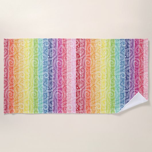 Rainbow Leaf Pattern Boho Strandlaken (Voorkant)