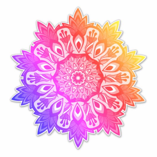 Rainbow Leaf Tropical Boho Mandala Sticker (Voorkant)