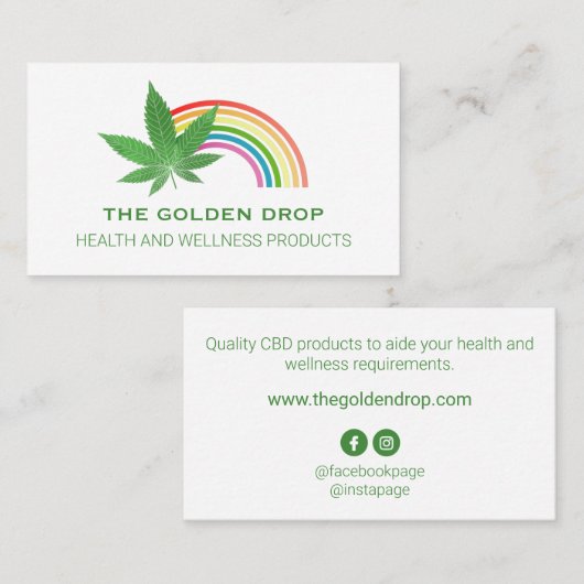Rainbow Leaf White CBD Visitekaartje (Voorkant / Achterkant)