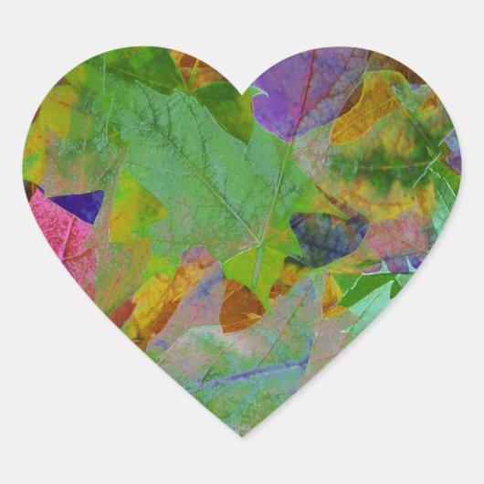 Rainbow Leaves Achtergrond Hart Sticker (Voorkant)
