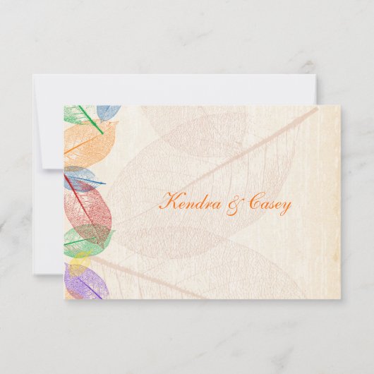 Rainbow Leaves Wedding Response RSVP Kaartje (Achterkant)