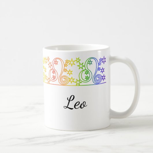 Rainbow Leo Star Sign Border Gepersonaliseerde mok (Rechts)
