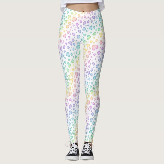 Rainbow Leopard Animal Print Leggings (Voorkant)