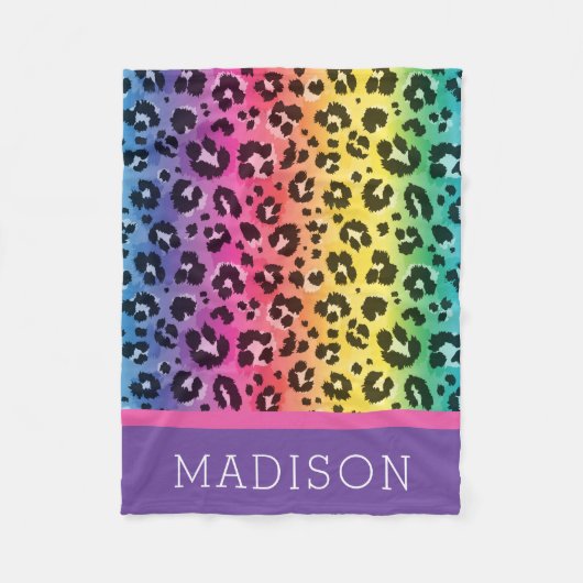 Rainbow Leopard Animal Print Pattern Baby Girl Fleece Deken (Voorkant)