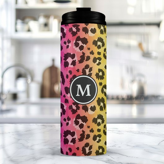 Rainbow Leopard Animal Print Pattern Monogramed Thermosbeker