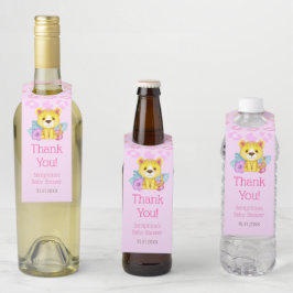 Rainbow Leopard Baby shower Dank u wel Flessenhanger