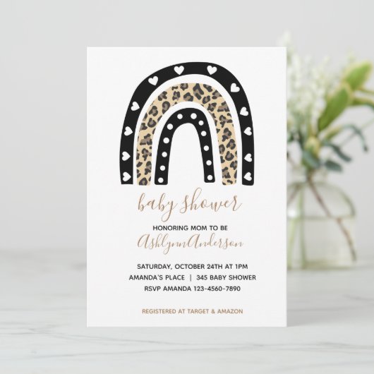 Rainbow Leopard Baby shower Invitation Kaart (Staand voorkant)